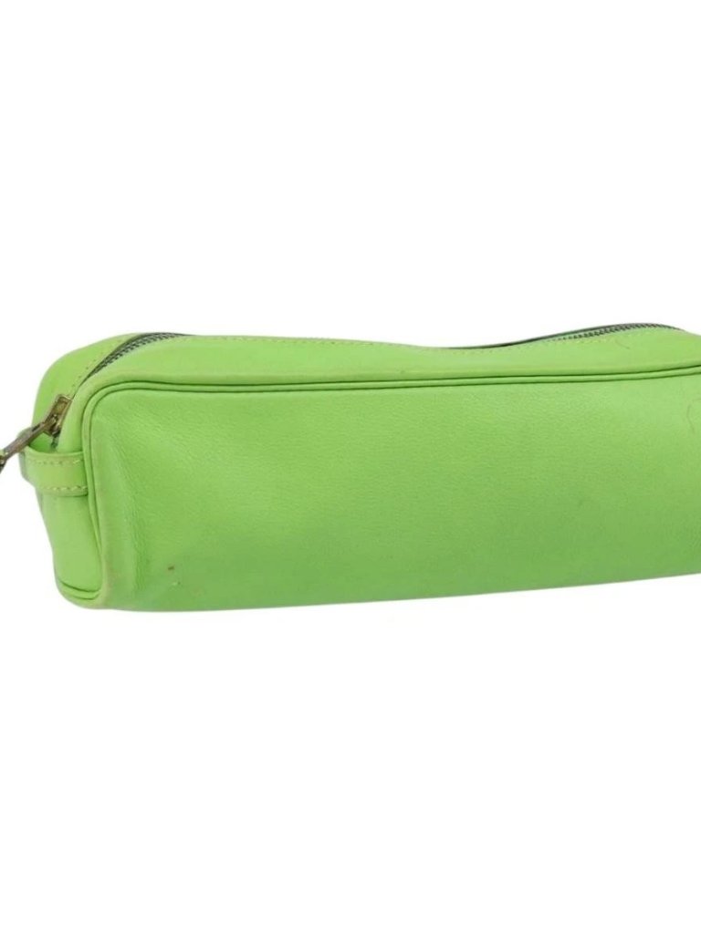 Hermes Scribe Pen Case Leather Light Green Auth 172578